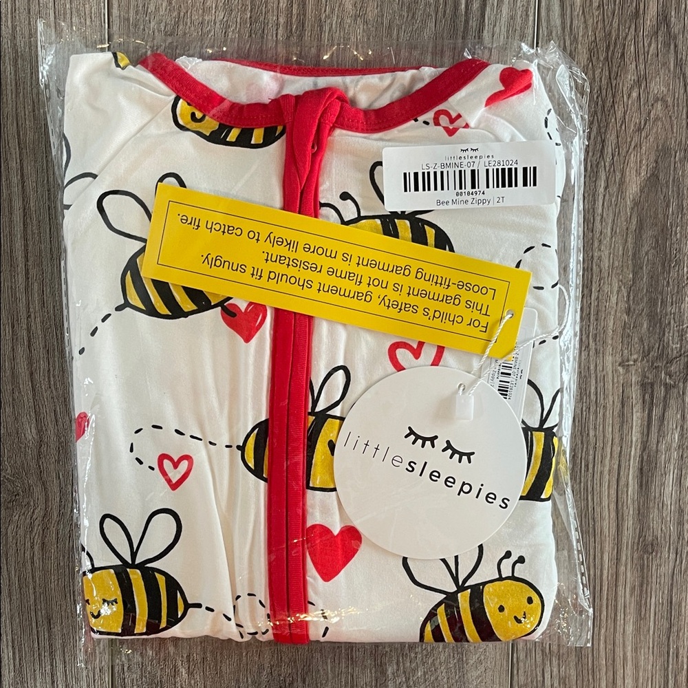 Little Sleepies White Zipper Sleep Sack with Yellow Bee & Red Trim